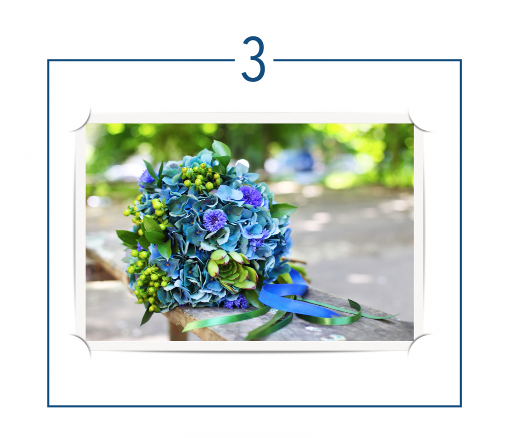 Classic Blue Wedding Bouquet with Hydrangea, Corn Flowers